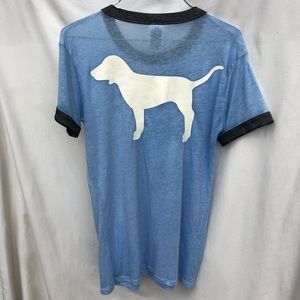 PINK by Victoria’s Secret dog ringer blue tee XS